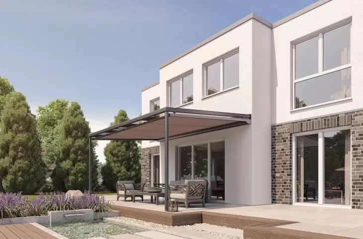 Mounted above and below the glass, SOLANYA and SOLEYA awnings impress with their simple design.