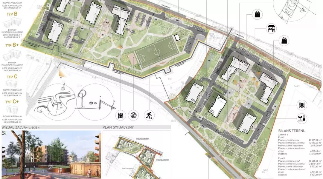 Projekt budynków wielorodzinnych TBS przy ul. św. Pszczyńskiej i Kujawskiej w Gliwicach