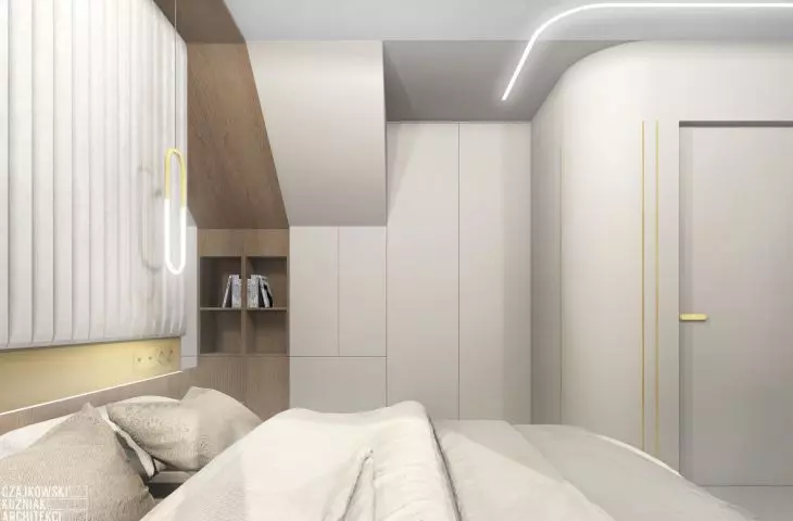 Rounded end of the walls in the bedroom