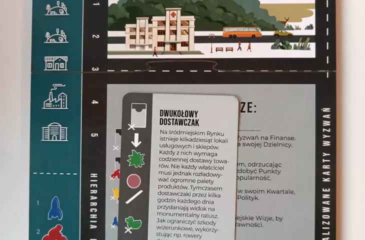 plansza dzielnicy i karta wyzwań - jedna ze 165