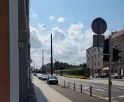 View from the north from Glogowska Street towards the site for a tall residential complex (opposite)