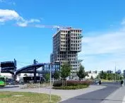 Industrial skyscraper by Rataje traffic circle, under construction, proj Easst Architects