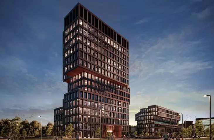 Biurowce przy rondzie Rataje i ul. Komedy w Poznaniu, wizualizacja, proj. EASST Architects; 