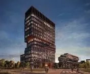 Biurowce przy rondzie Rataje i ul. Komedy w Poznaniu, wizualizacja, proj. EASST Architects; 