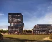 Biurowce przy rondzie Rataje i ul. Komedy w Poznaniu, wizualizacja, proj. EASST Architects;