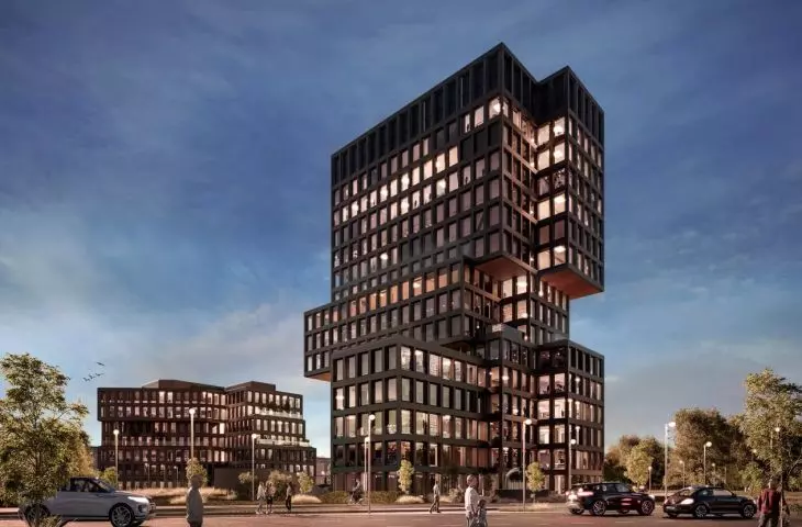 Biurowce przy rondzie Rataje i ul. Komedy w Poznaniu, wizualizacja, proj. EASST Architects;