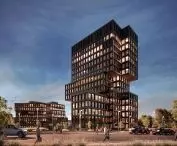 Biurowce przy rondzie Rataje i ul. Komedy w Poznaniu, wizualizacja, proj. EASST Architects;