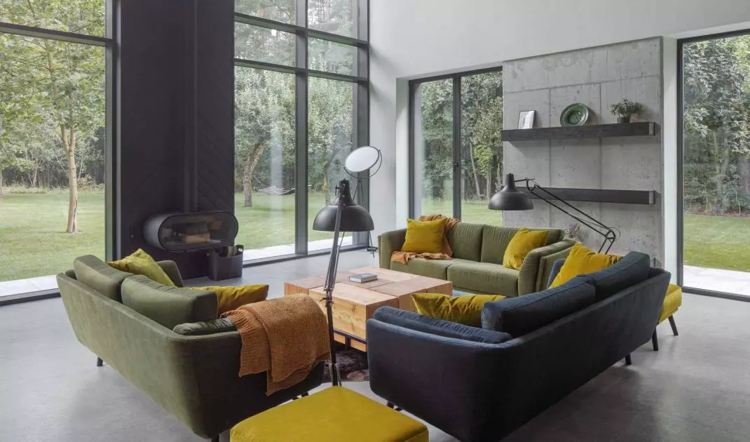 Interior of a house on the edge of the forest