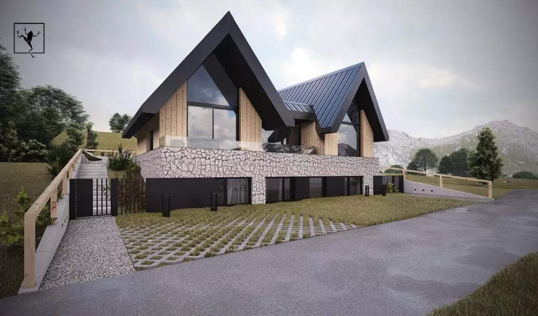 Projekt domu rekreacyjnego A_47 w Sromowcach Wyżnych nad Jeziorem Czorsztyńskim