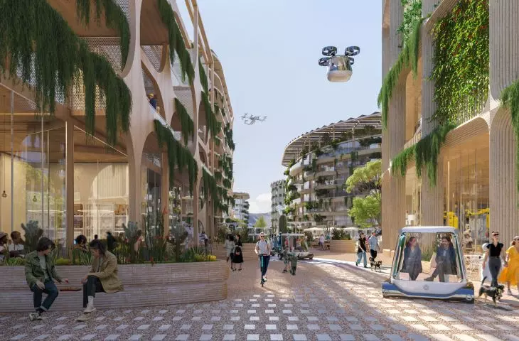 Telosa Shared Street - a shared street for pedestrians and autonomous vehicles