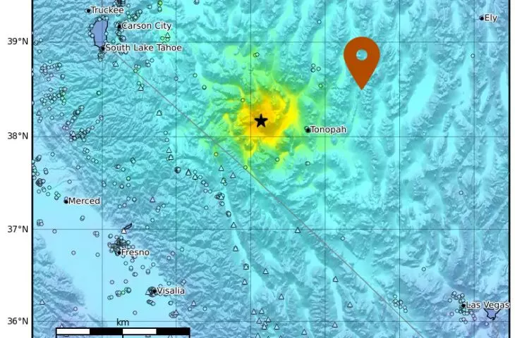 Nevada - location of Telos against the backdrop of the 2020 earthquake