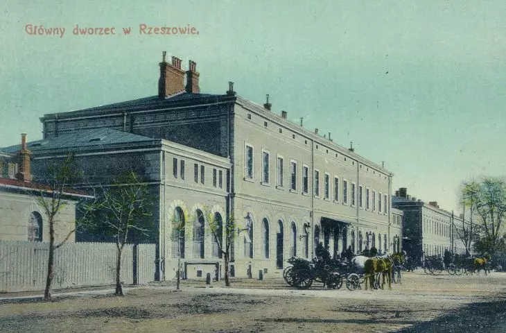 Rzeszów Główny na pocztówce z 1910 roku