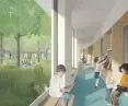 School surrounded by greenery