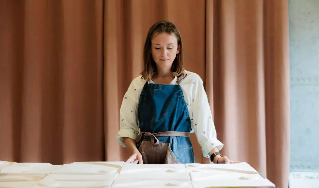 Each element of the mosaic is created by hand