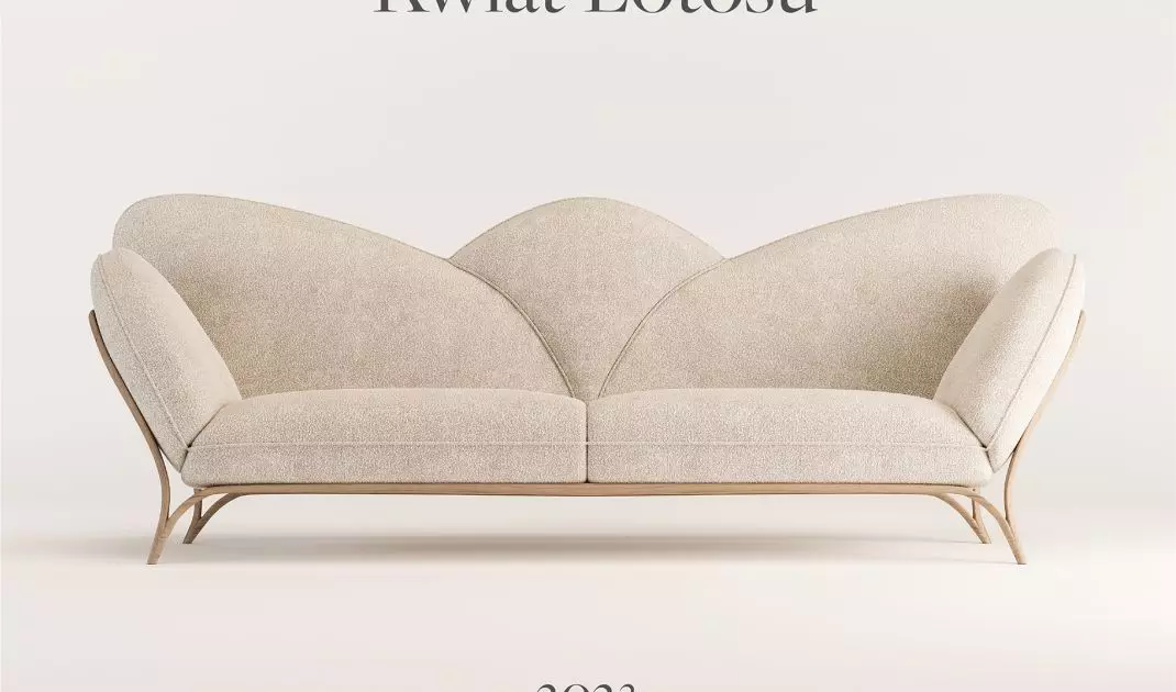 Inspiracją do powstania sofy był kwiat lotosu – symbol harmonii, lekkości i elegancji