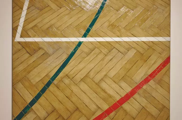prezentowany w ramach wystawy obraz „Parkiet II” autorstwa Jakuba Ciężkiego, malarza i twórcy instalacji