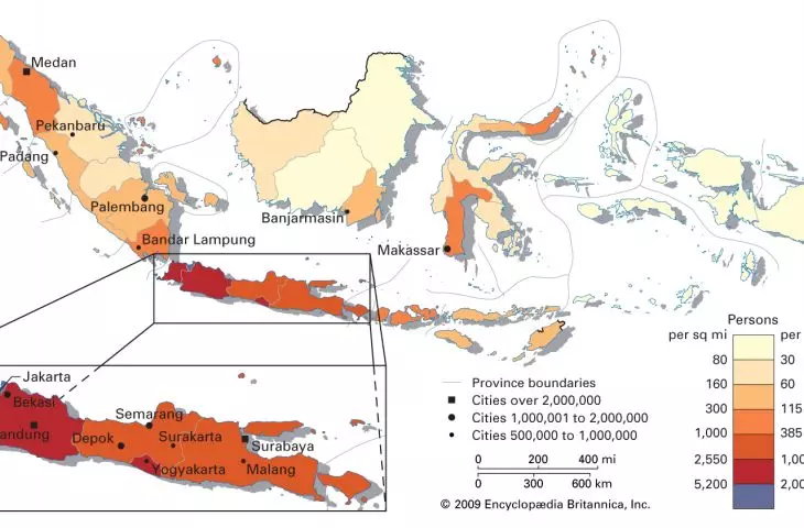 Population density in Indonesia.