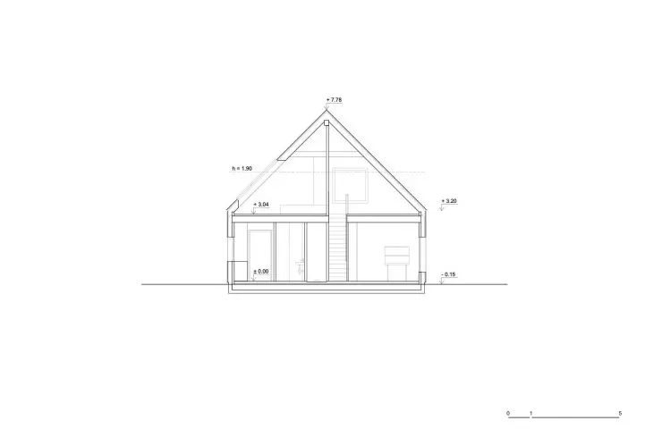 FINN bungalow in the village of Ossy, cross-section