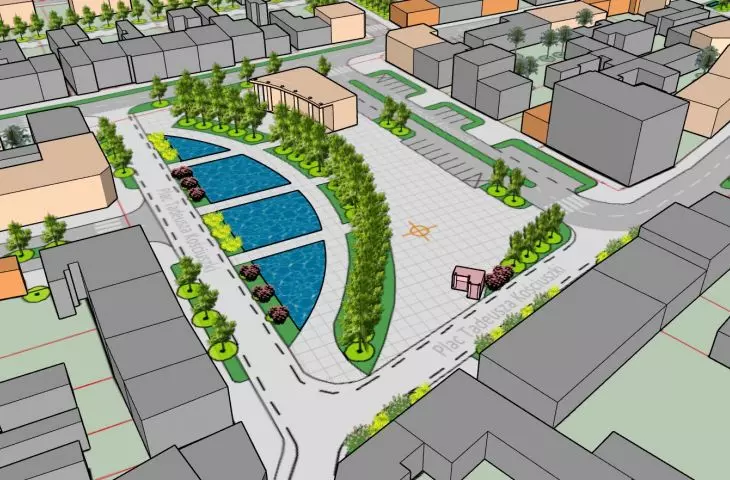 The concept of transforming Tadeusz Kosciuszko Square - visualization