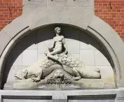Sculpture on the fountain of the Borek water tower in Wroclaw