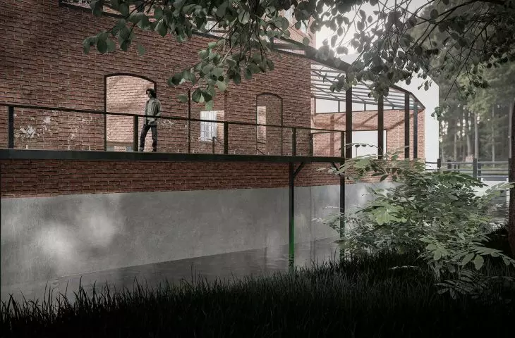 widok z sąsiadującego parku