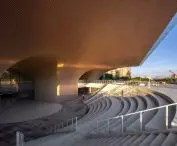 A semi-circular stage and a circular auditorium were created on the first floor
