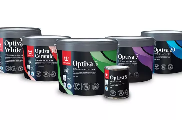 Szeroka oferta innowacyjnych farb do ścian i sufitów Tikkurila Optiva oferuje możliwość barwienia ponad 13 tysięcy kolorów