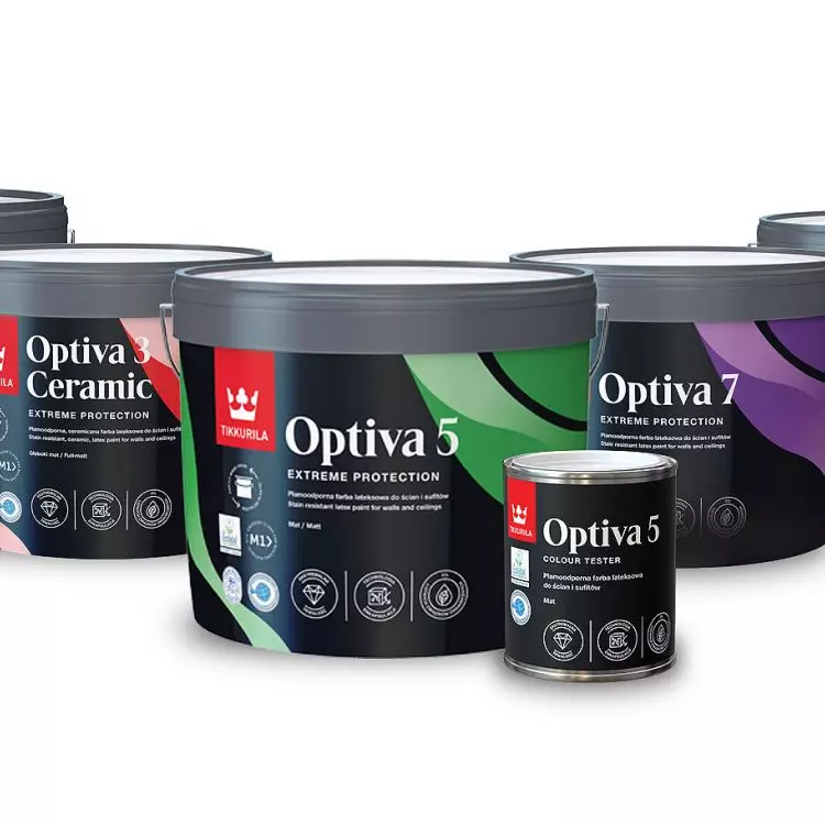Tikkurila Optiva's wide range of innovative wall and ceiling paints offers tinting options for more than 13,000 colors