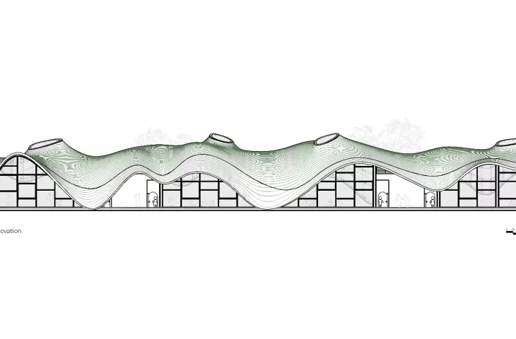Drawing of the northern elevation