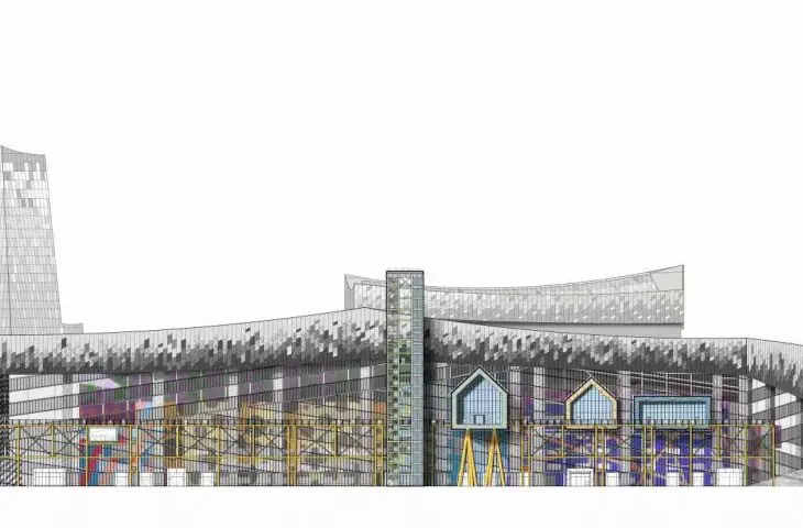 Longitudinal section of the building 