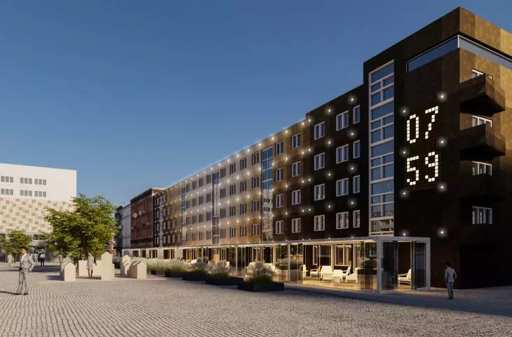 Illumination of the new elevations of the Old Market Square in Gorzow Wielkopolski