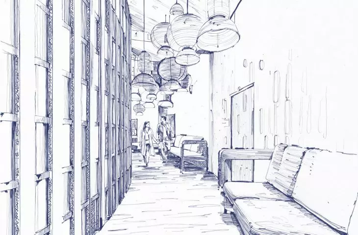 sketch - interior of the lobby