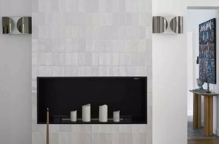 In the living room there is a bio-fireplace 