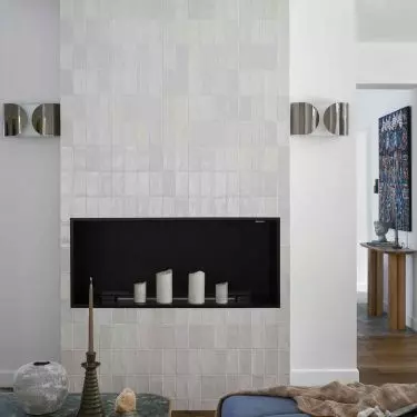 In the living room there is a bio-fireplace 
