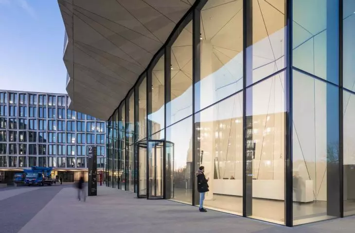 Glazed first floor of a high-rise building 