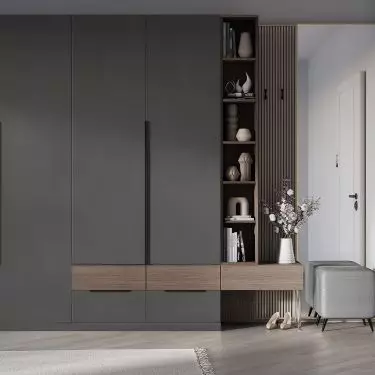 Subtly integrated into the front, the 1200 mm long HEXA LONG handles are a combination of minimalism and functionality. The whole is complemented by ANCHOR furniture legs.
