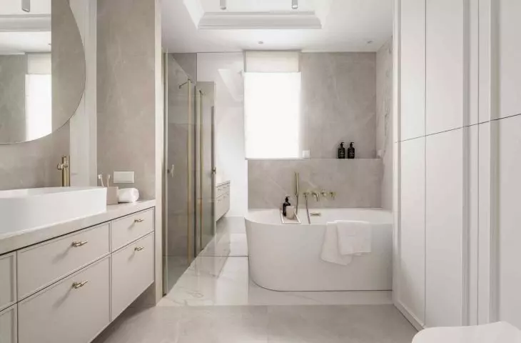 The upstairs bathroom was enlarged at the expense of the former study