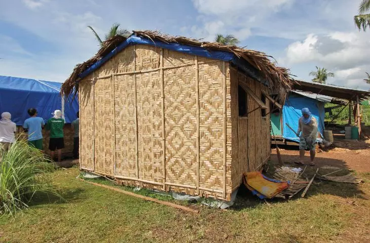 Temporary shelter made of paper tubes, Philippines, 2014