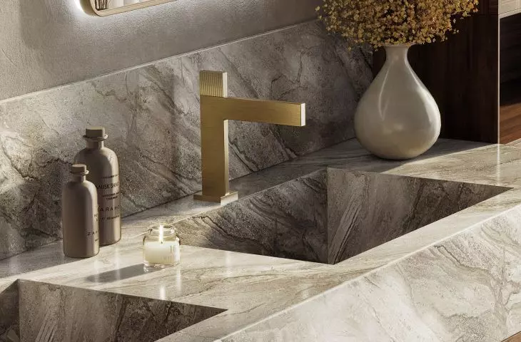 Bateria umywalkowa stojąca VARSO Brushed Gold