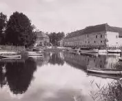 Zamek w Węgorzewie i stary port z przystanią żeglugi mazurskiej, 1926