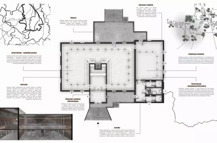 projection of the palace with description of the zones