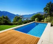Teak exotic wood by the pool 