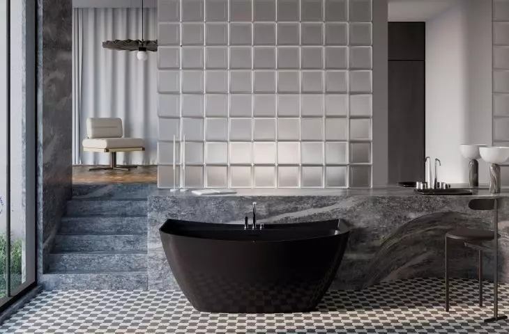 Bathtub from the Harda collection - vanadium, soft matt