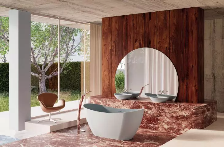 Bathtub and washbasins from the Sogne collection - white, glossy
