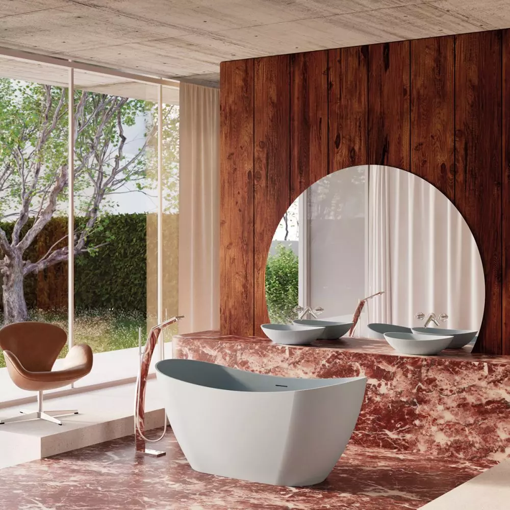 Bathtub and washbasins from the Sogne collection - white, glossy