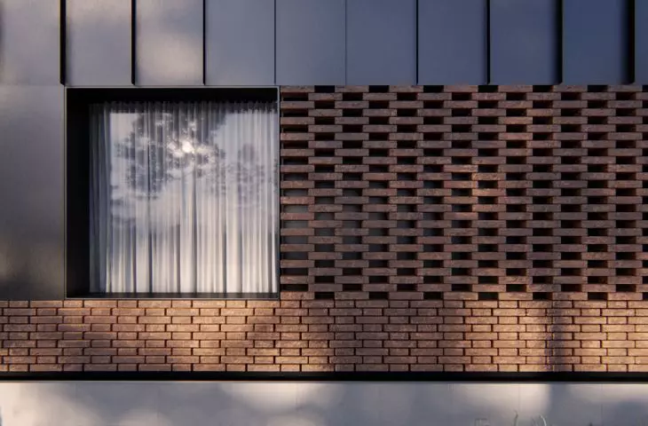 Facade of open-worked bricks