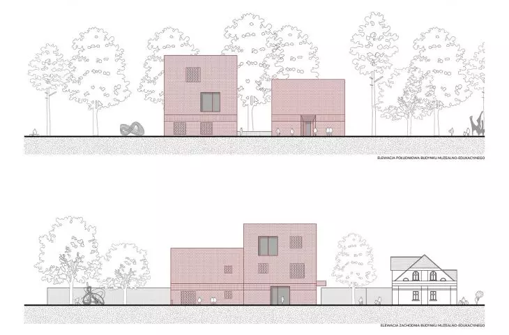 South elevation, west elevation
