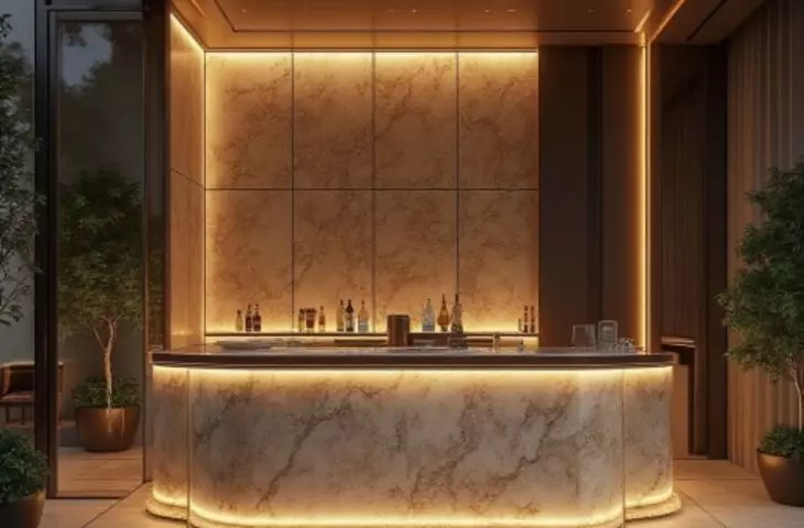 backlit veneered stone