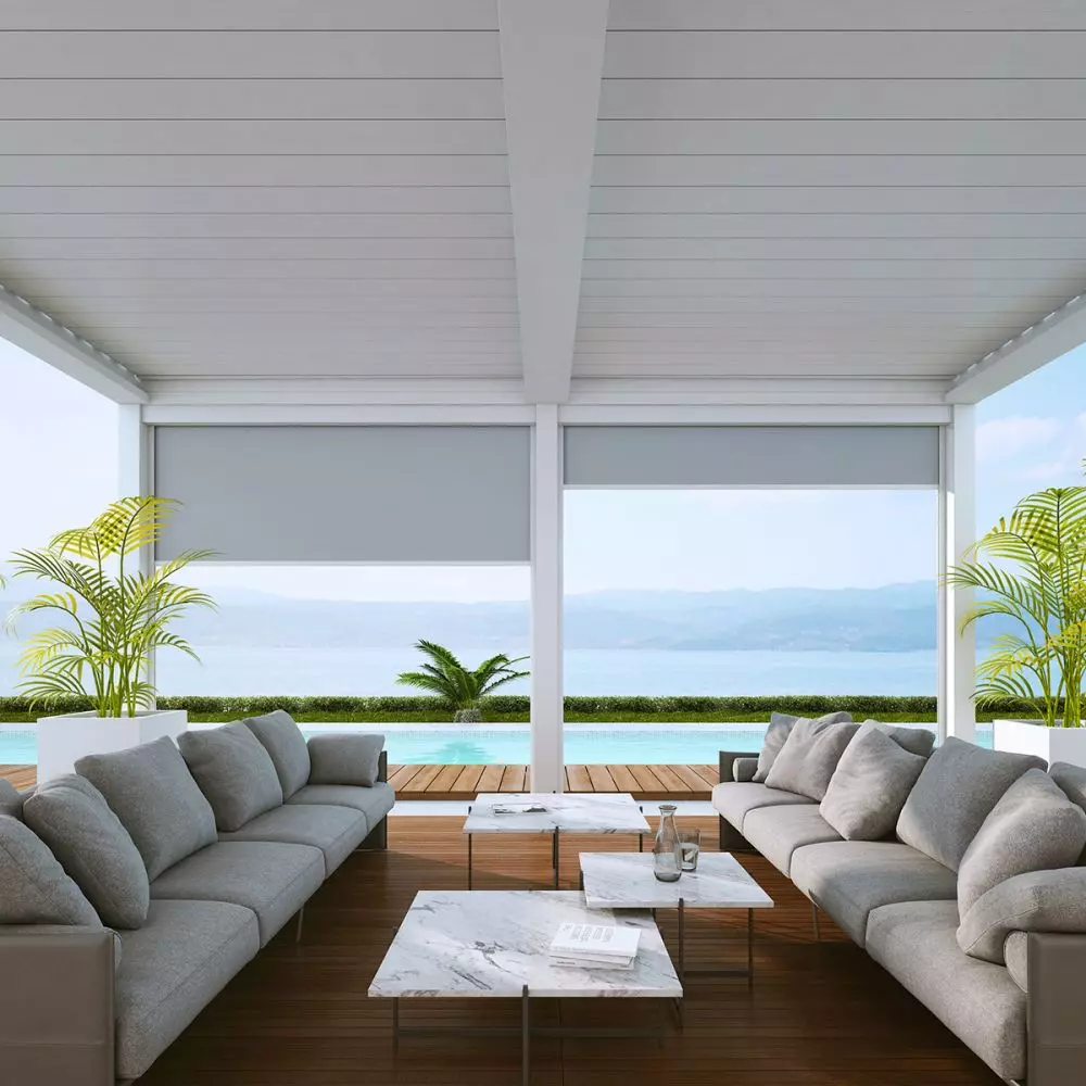 Terrace pergola with screen type cover