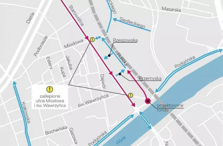 New traffic organization on Starowislna Street in Krakow